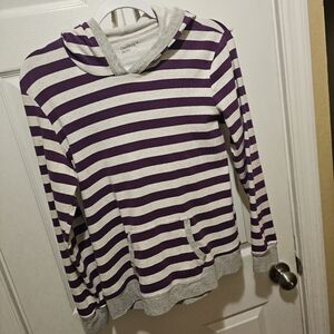 GAP Striped Hoodie in Purple and Cream